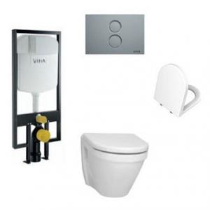 Комплект инсталляция , унитаз подвесной  Vitra S50 9003B003-7200 и клавиша хром
