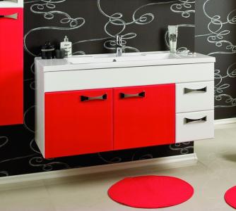 Тумба с раковиной Акватон Диор 120 белая,бордо 1A1106K1DR940