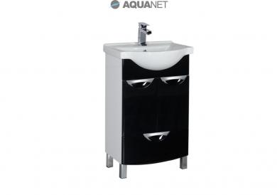 Тумба с раковиной Aquanet Асти 55 черная 2 дверцы 1 ящик