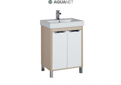 Тумба с раковиной Aquanet Гретта 60 светлый дуб (2 дверцы) 